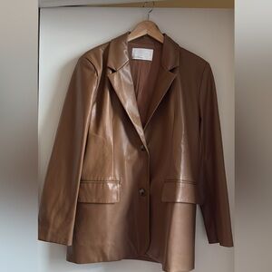 OAK + FORT Vegan Leather Tan Women's Blazer